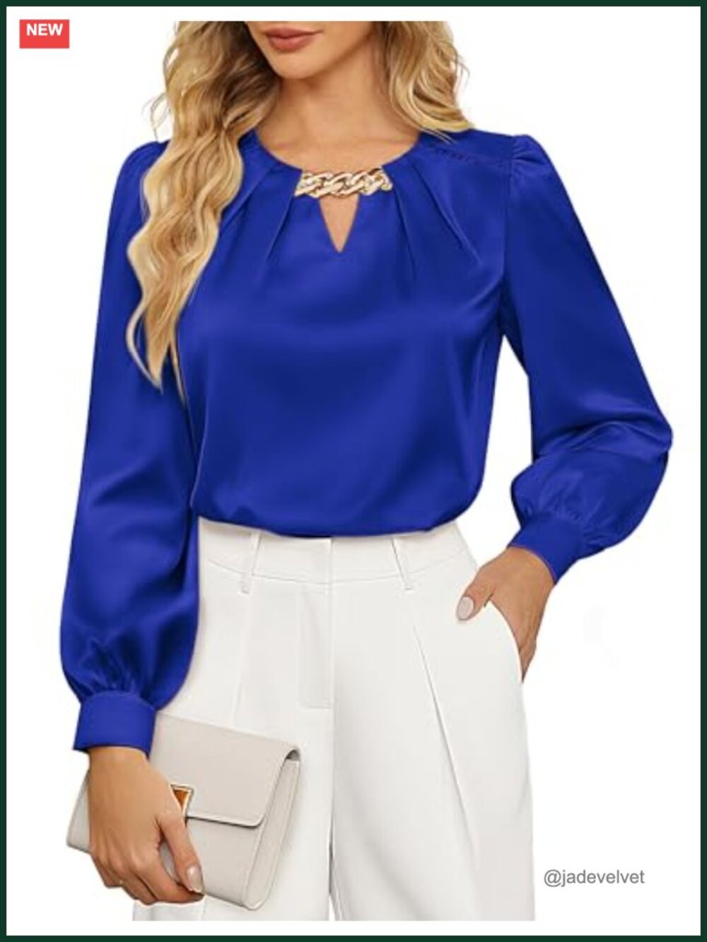 Women Silk Satin Blouse Long Sleeve Keyhole Neck Dressy Work Top